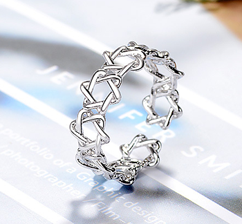 Ring "Hexagram" i 925 Sterling Silverplätering
