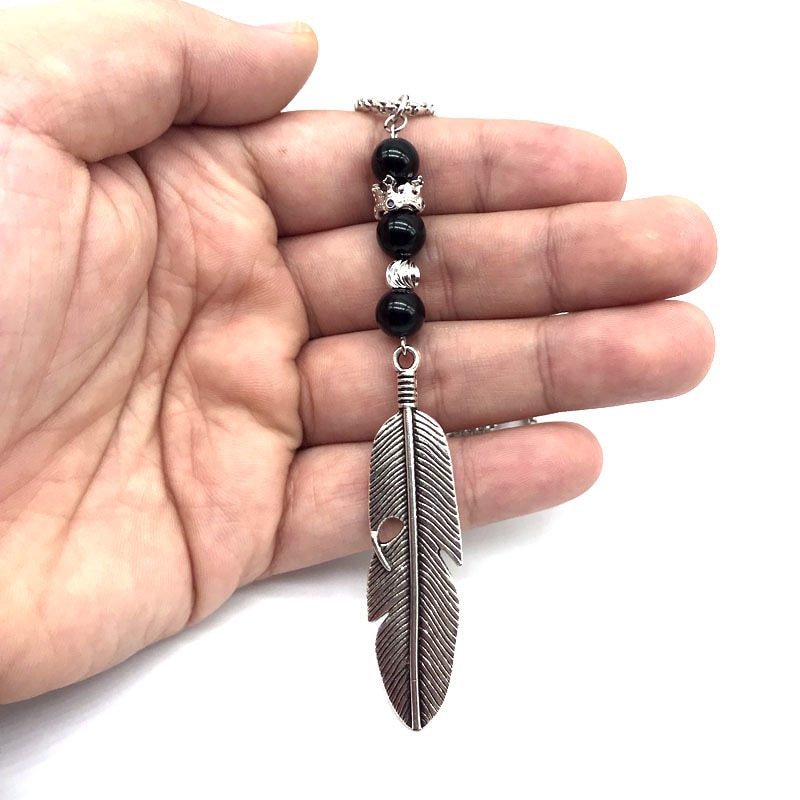 Halskedja "Feather" i rostfritt stål  och med detaljer  i 925 Sterling Silverplätering och pärlor - 2