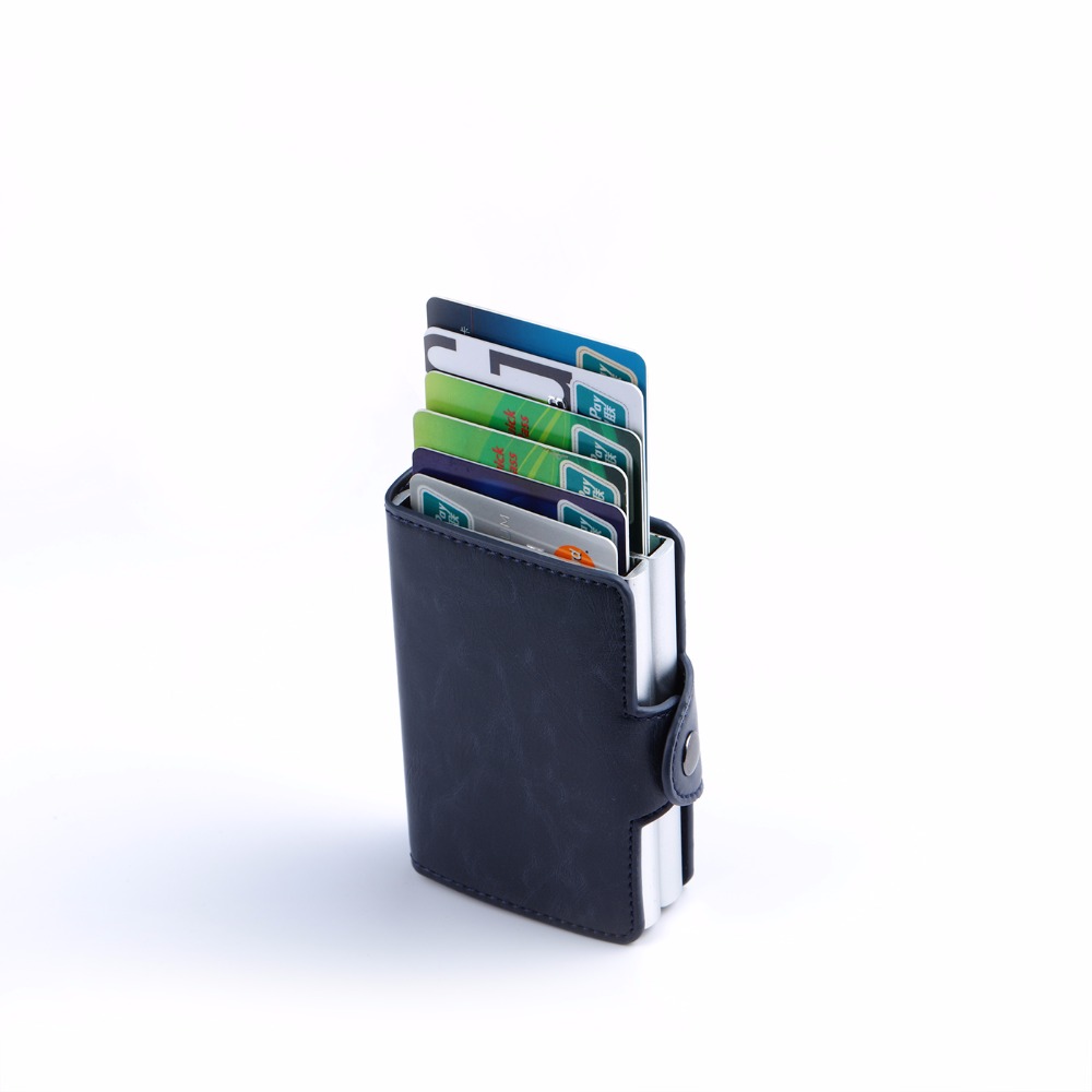 Dubbel Korthållare med smart automatisk funktion i läder -med rfid blockering! - 4