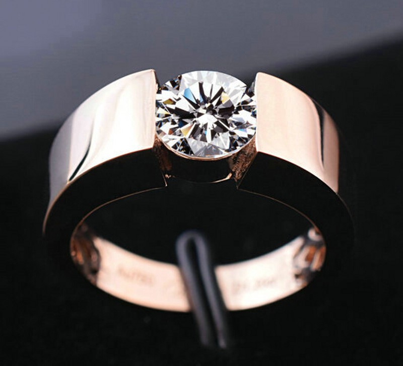 Stilren ring med en Cubic Zirconia och i 18K Roséguldplätering - 3