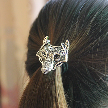 Hårband Wolf -Antik Silver