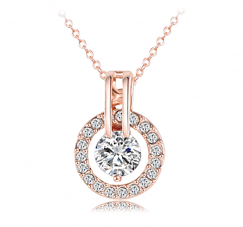 Halsband med Austrian Crystals och i 18 K Roséguldplätering