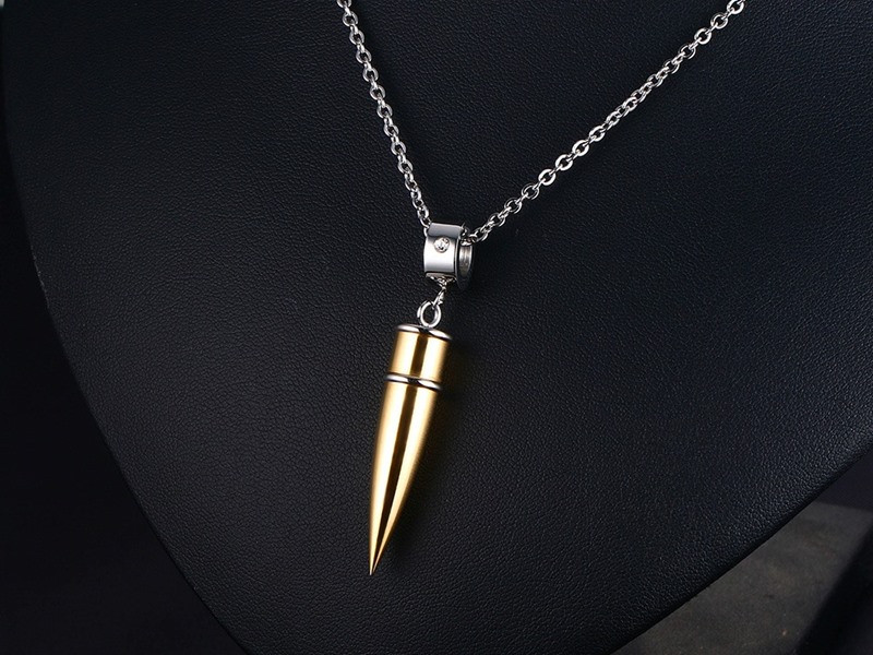 Halsband "Punk Rock Bullet" i rostfritt stål -Finns i Guld, Silver och Svart - 8