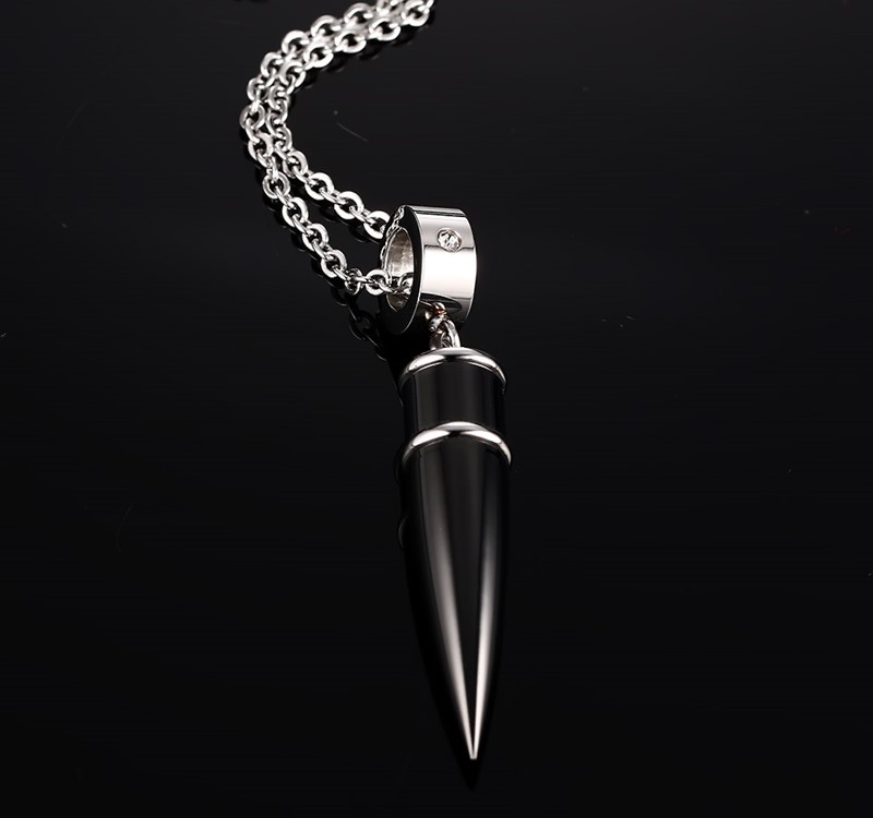 Halsband "Punk Rock Bullet" i rostfritt stål -Finns i Guld, Silver och Svart - 4