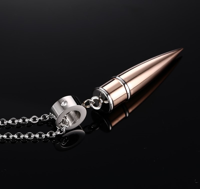 Halsband "Punk Rock Bullet" i rostfritt stål -Finns i Guld, Silver och Svart - 6