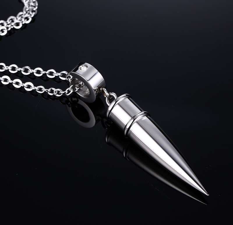 Halsband "Punk Rock Bullet" i rostfritt stål -Finns i Guld, Silver och Svart - 7
