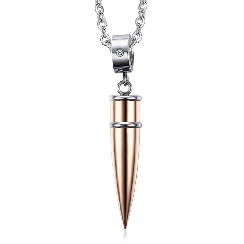 Halsband "Punk Rock Bullet" i rostfritt stål -Finns i Guld, Silver och Svart - 2
