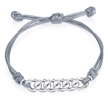 Armband "Curb" i Rostfritt stål och med vaxad rem - Grå