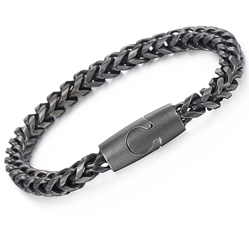 Armband "Franco" i svart borstad Rostfritt stål  6mm