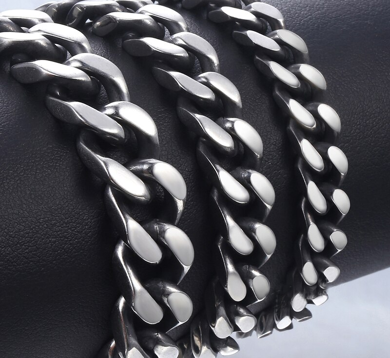 Armband "Cuban" i Rostfritt stål -Gunmetal  8mm - 3