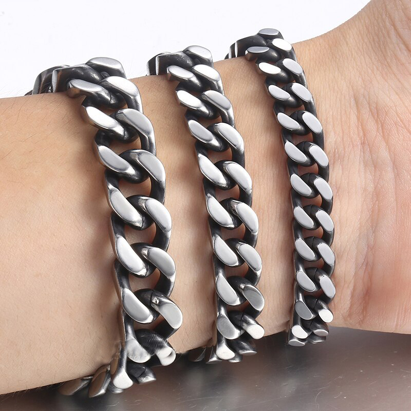 Armband "Cuban" i Rostfritt stål -Gunmetal  8mm - 4