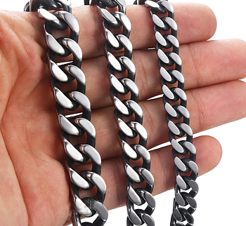 Armband "Cuban" i Rostfritt stål -Gunmetal  8mm