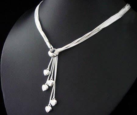 Halsband "Hearts" i 925 Sterling Silverplätering - 3