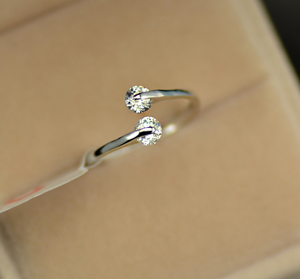 Ring med Dubbla Cubic Zirconia och Platinumplätering - 3
