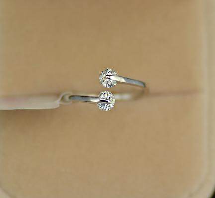 Ring med Dubbla Cubic Zirconia och Platinumplätering - 5