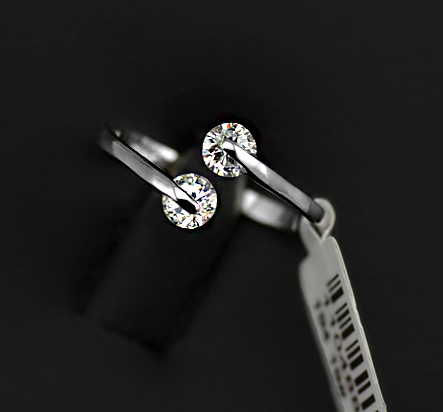 Ring med Dubbla Cubic Zirconia och Platinumplätering - 6