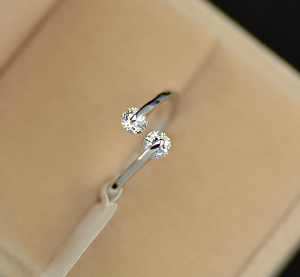 Ring med Dubbla Cubic Zirconia och Platinumplätering - 4