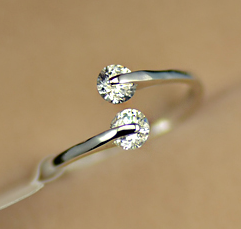Ring med Dubbla Cubic Zirconia och Platinumplätering - 2