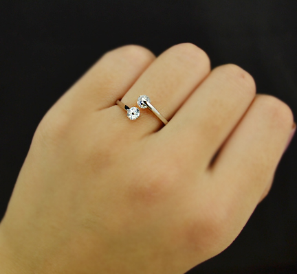 Ring med Dubbla Cubic Zirconia och Platinumplätering - 7
