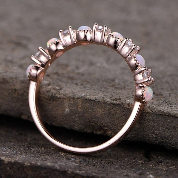 Ring  med små rosa Opalstenar och Cubic Zirconia i 18K Roséguldplätering - 4