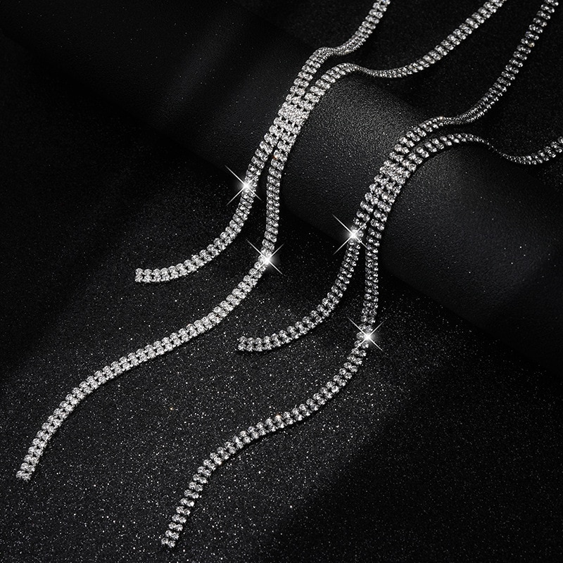 Halsband "Rhinestone Tassel" med strasskristaller och i 925 Sterling Silverplätering - 5