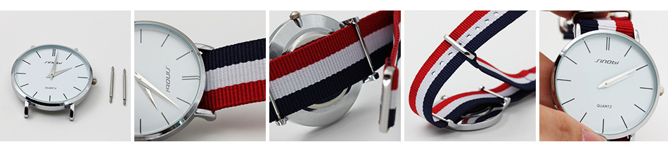 SINOBI Nato strap -Superslimmad klocka -Blå/Vit/Lila - 5