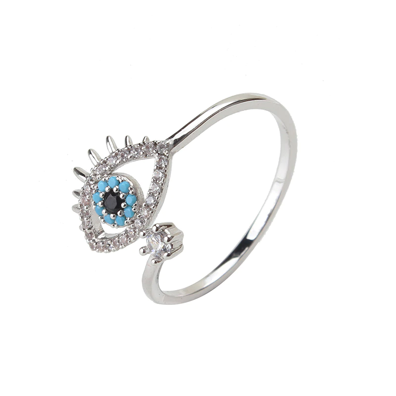 Ring "Evil Eye" med Cubic Zirconia i 925 Sterlig Silverplätering - 4