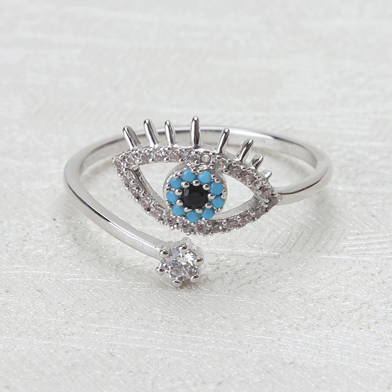 Ring "Evil Eye" med Cubic Zirconia i 925 Sterlig Silverplätering