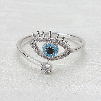 Ring "Evil Eye" med Cubic Zirconia i 925 Sterlig Silverplätering