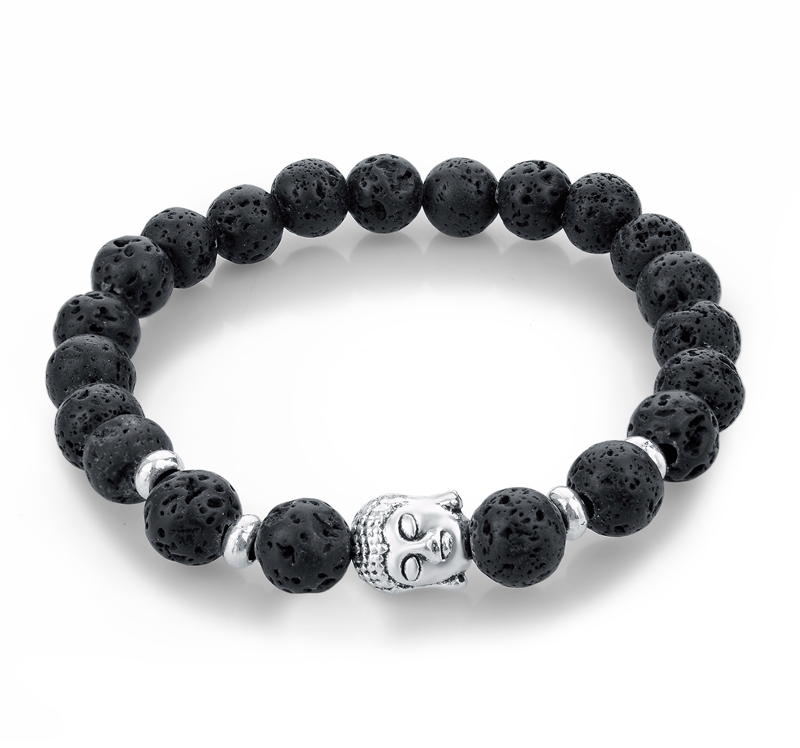 Armband "Buddha" -Svart Lava