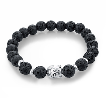 Armband "Buddha" -Svart Lava
