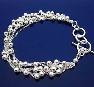 Armband Silverpläterade små kulor i länkar