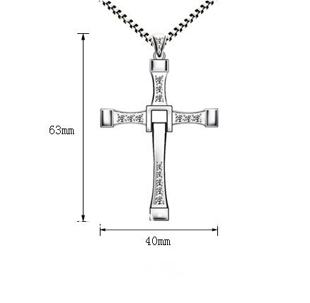 Halsband i rostfritt stål med hänge av kristallprytt kors - 6