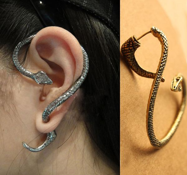 Örhänge "Snake" i Antik Silver, Bronsfärg eller Svart - 3