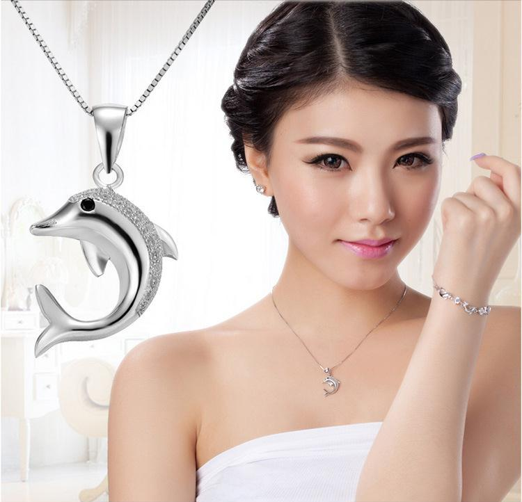 Halsband "Dolphin" i  925 Sterling Silverplätering - 5