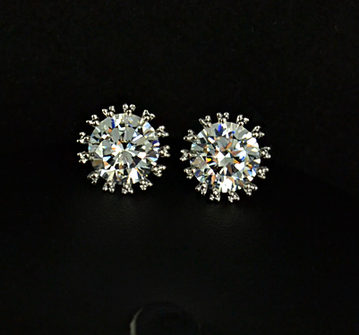 Örhängen "Star" med 2.75ct Cubic Zirconia och platinumplätering - 4