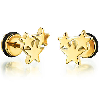 Örhänge "Gold Star" i Rostfritt stål med Guldplätering -Unisex