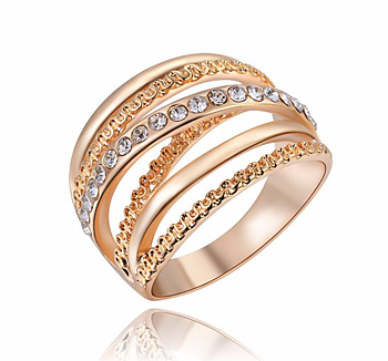 Ring med Austrian Crystal och i 18K Roséguldplätering - 2:a sortering