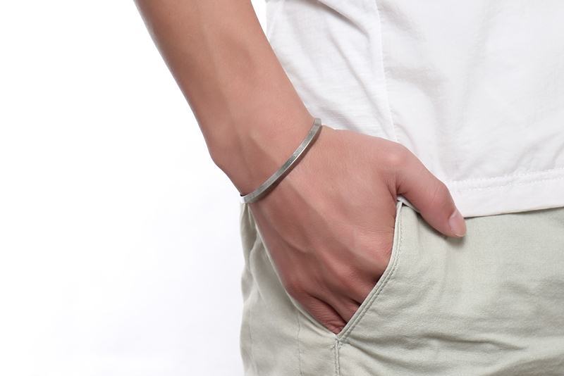 Armband i rostfritt stål och antik Silverplätering - 2