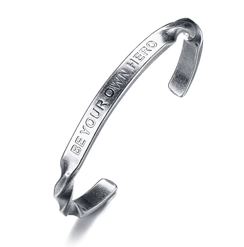 Armband "Be your own hero" i rostfritt stål och antik Silverplätering