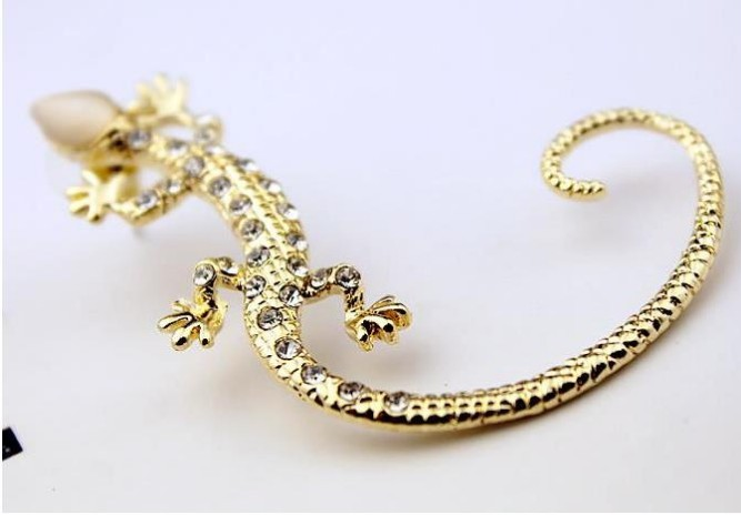 Örhänge Gekko i Guld, Roséguld eller Silverplätering och kristaller - 3