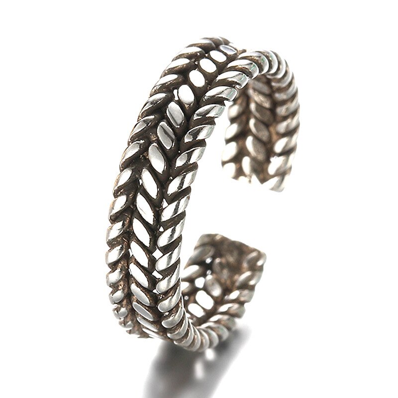 Ring i rostfritt stål med Antik Silverplätering -Öppen ring