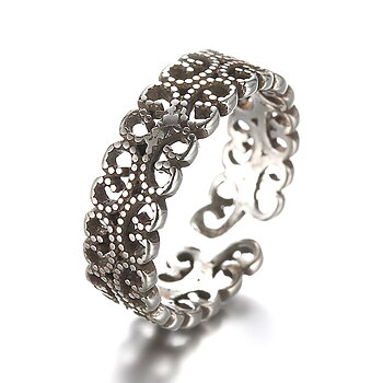 Ring i rostfritt stål med Antik Silverplätering -Öppen ring