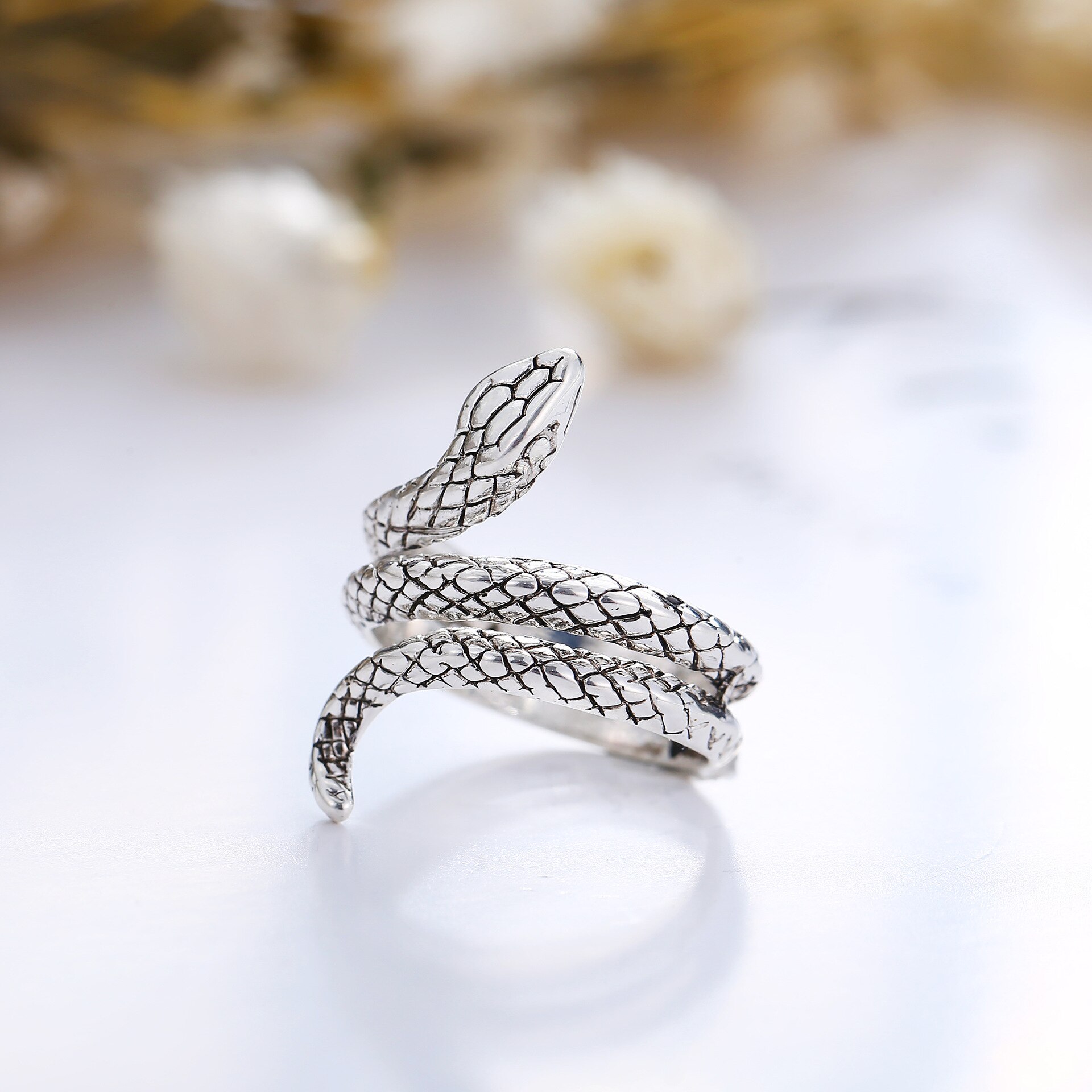 Ring "Snake" i Antik 925 Sterling Silverplätering - 4