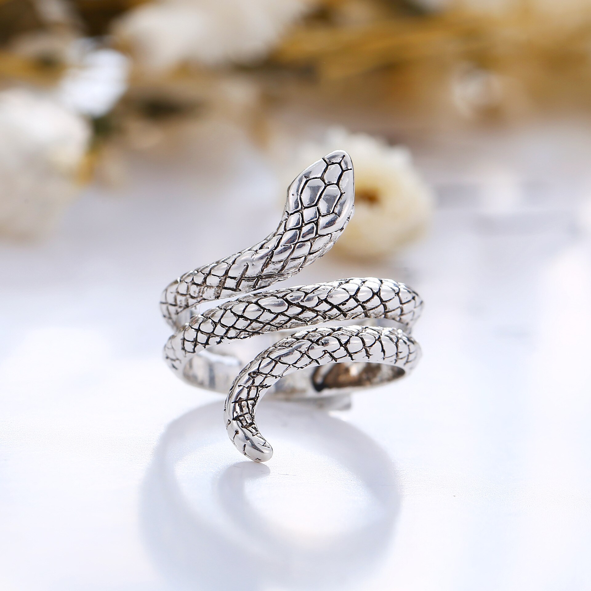Ring "Snake" i Antik 925 Sterling Silverplätering - 3