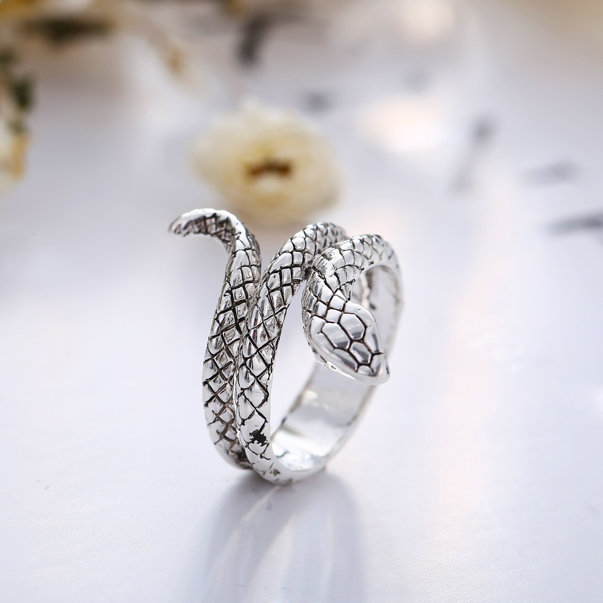 Ring "Snake" i Antik 925 Sterling Silverplätering - 9