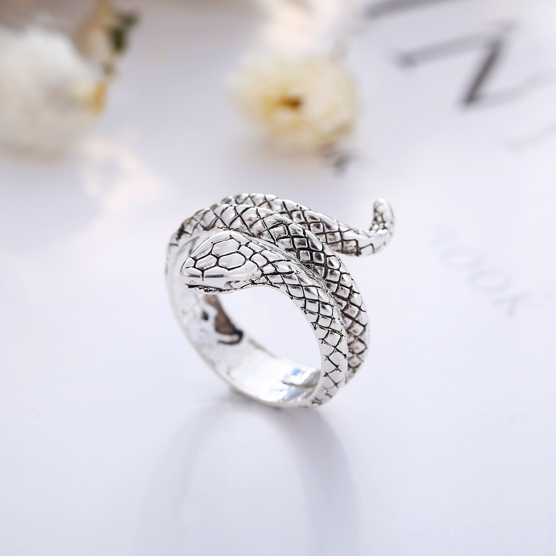 Ring "Snake" i Antik 925 Sterling Silverplätering - 7