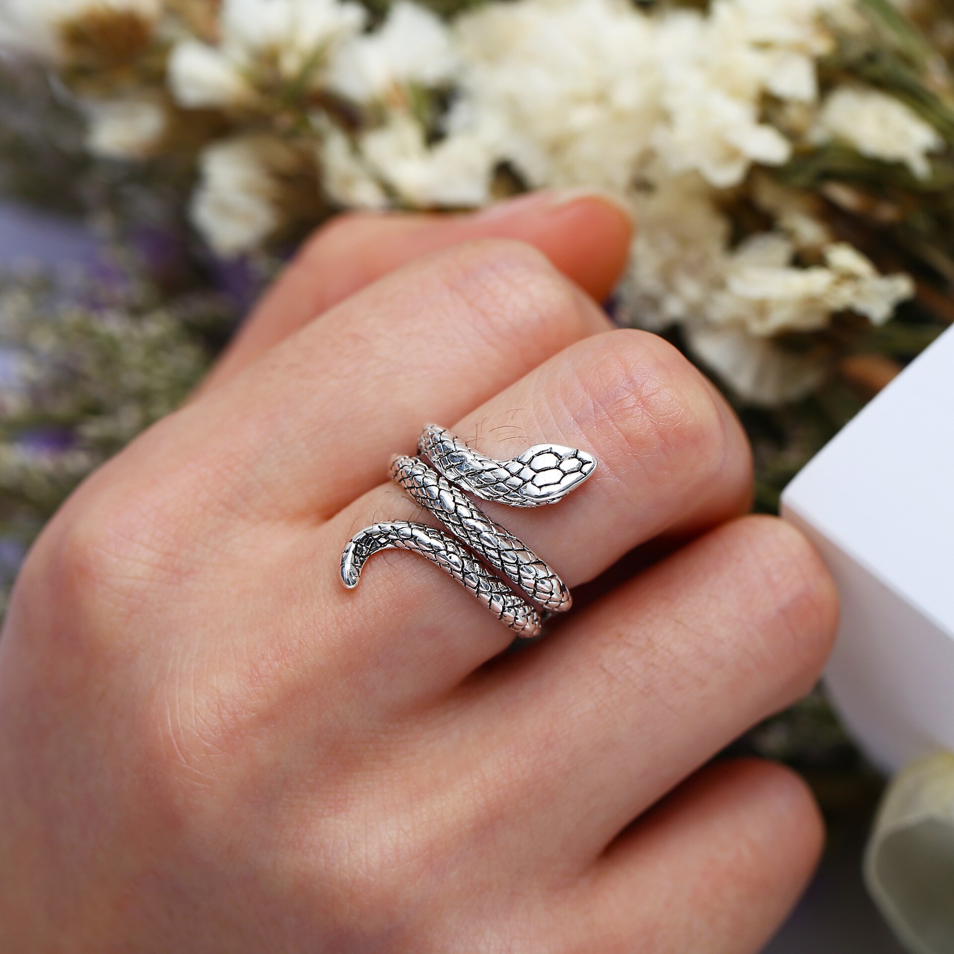 Ring "Snake" i Antik 925 Sterling Silverplätering - 2