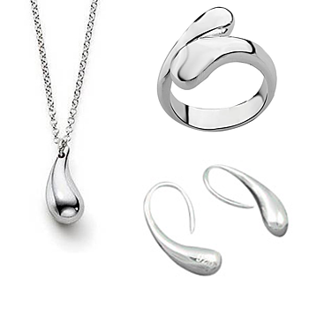 Smyckeset  2 "Droppe" i 925 Sterling Silverplätering 
