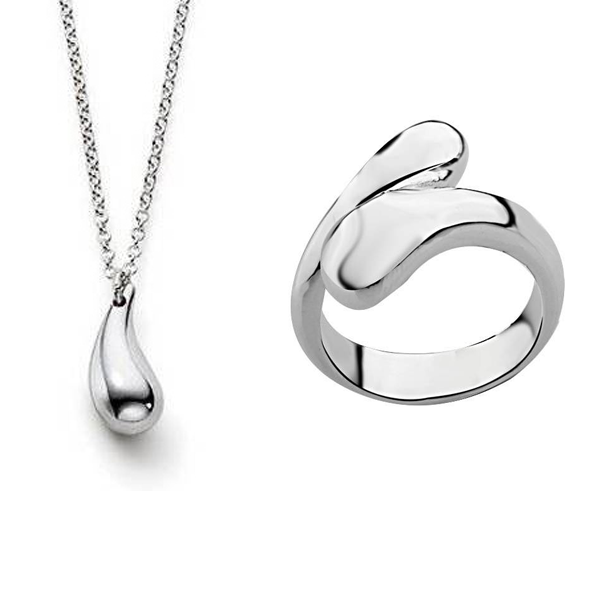 Smyckeset  5 "Droppe" i 925 Sterling Silverplätering 